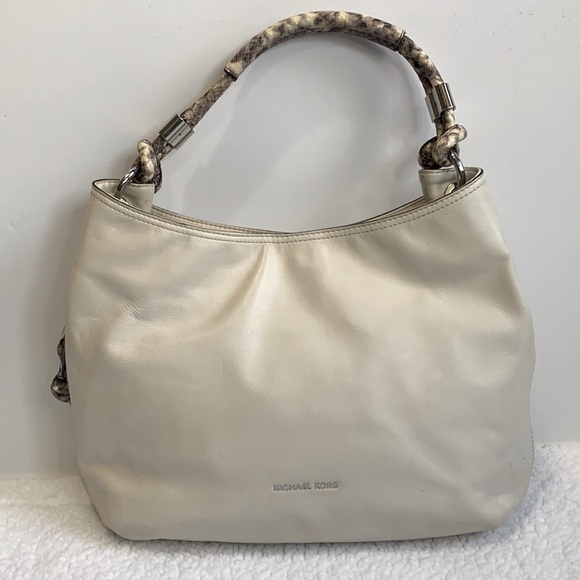 MICHAEL Kors Isabel Convertible Shoulder Ecru Ivory python large Leather bag - Picture 1 of 13